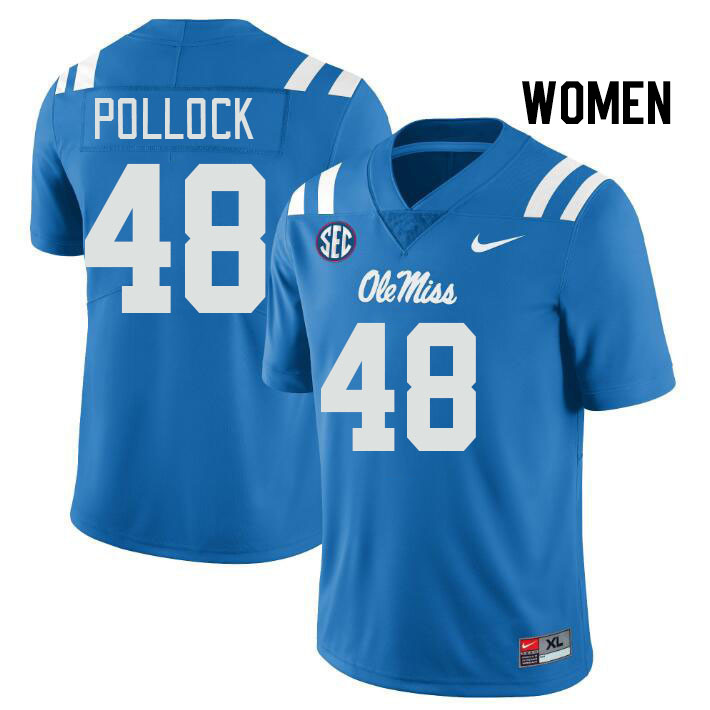 Women #48 Charlie Pollock Ole Miss Rebels College Football Jerseys Stitched Sale-Power Blue